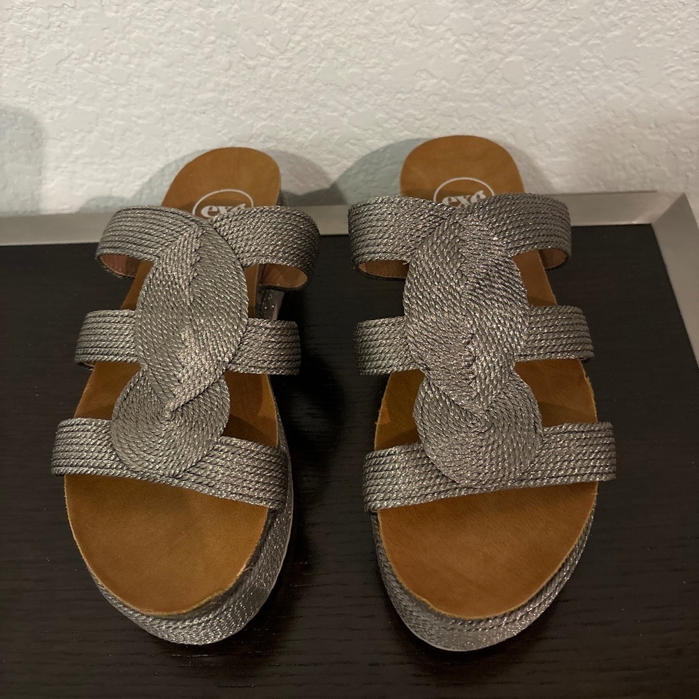 Exe Woven Detail Pewter Sandal